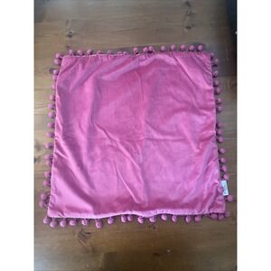 Ashler Home Deco Pink Velvet Pom Pom 20" x 20" Pillow Cover